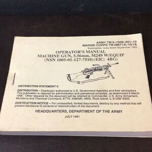 Vintage army owners manual for M249